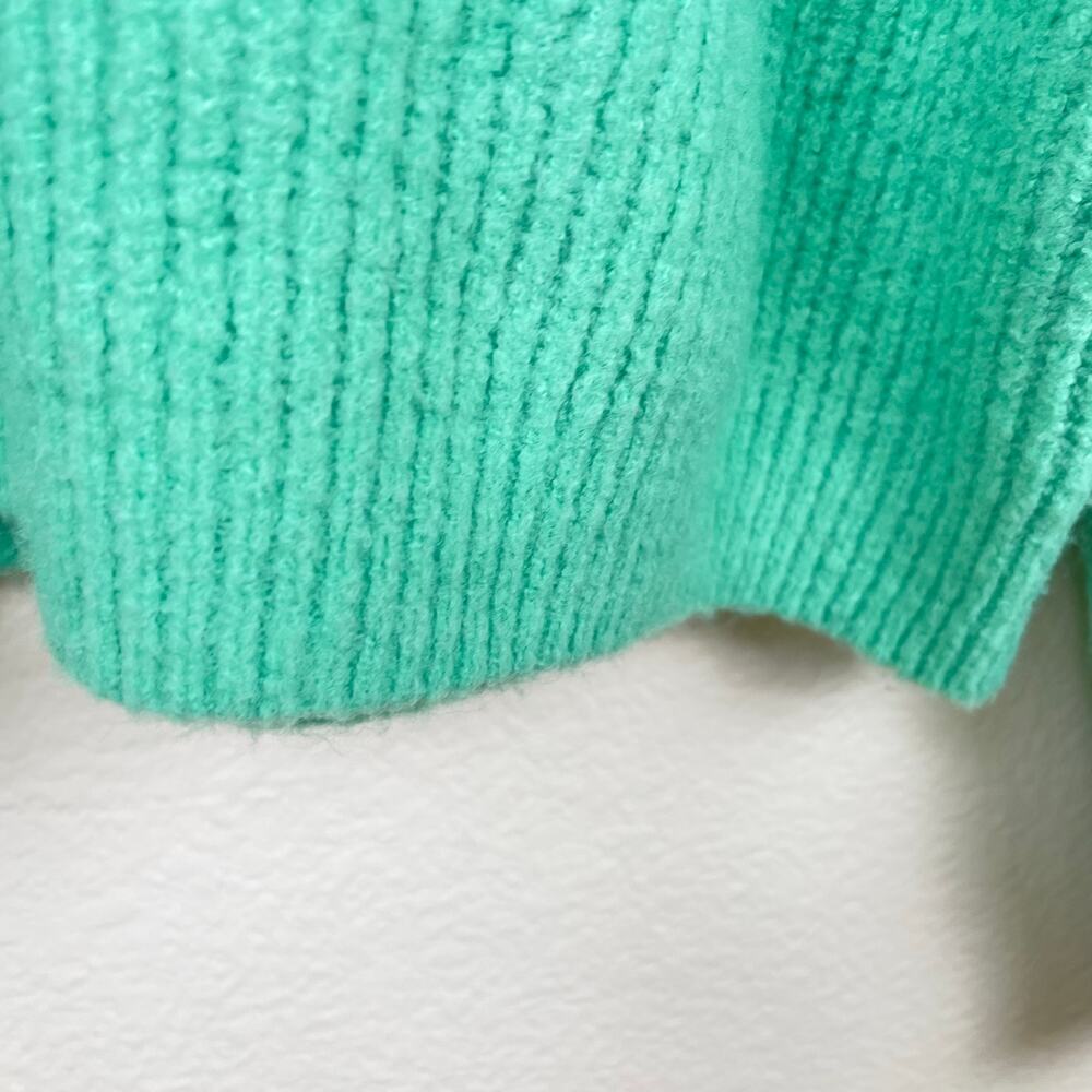 Womens Sweater Sz L Cottage Embroidered Cherry Thick Chunky Seafoam Kidcore - Picture 6 of 6